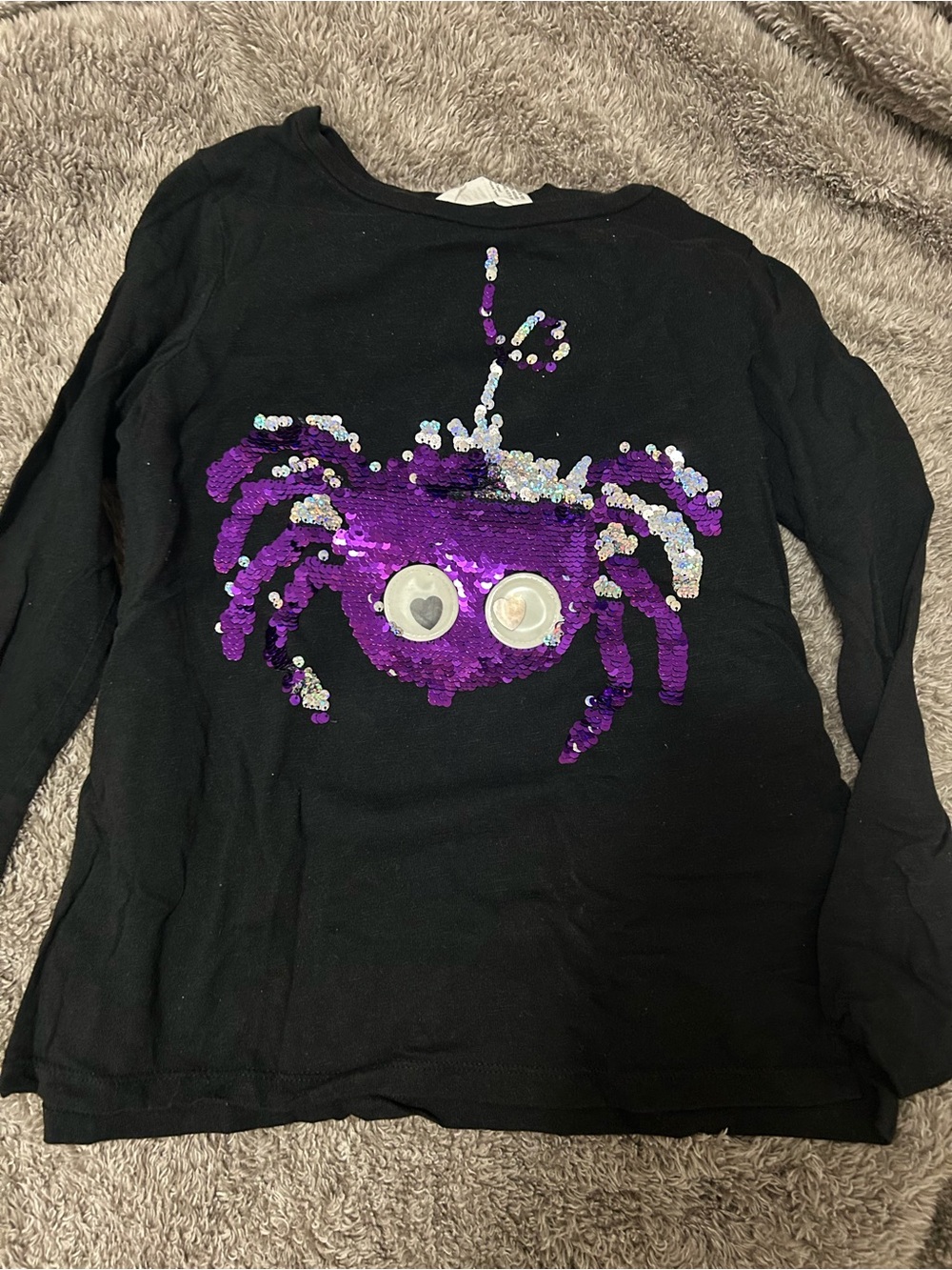 3/$20 H&M Black Long-Sleeve Tee with Purple and Iridescent Sequin Crab
